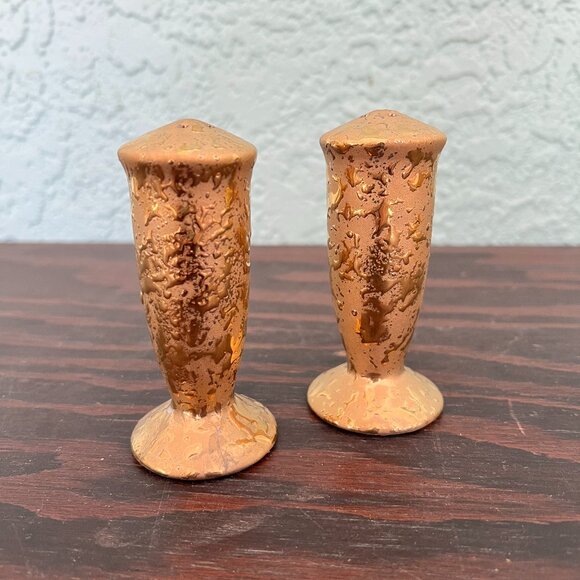 Other - Vintage Weeping 22K Gold Tall Salt & Pepper Shakers – 4"